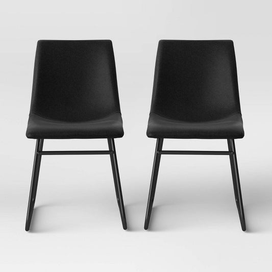 2pk Bowden Faux Leather Dining Chairs Black - Threshold™: Modern Upholstered, Plywood Frame, 250lb Capacity : Target