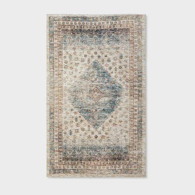 3'x5' Light Distressed Diamond Persian Style Rug Neutral - Threshold designed with Studio McGee