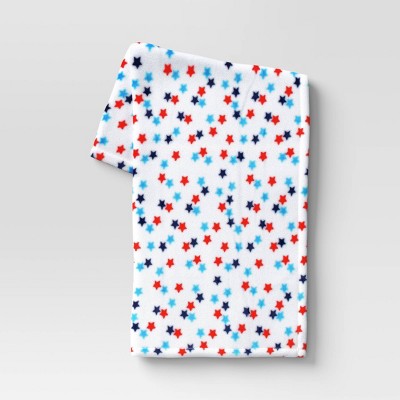 Multi Star Printed Plush Throw Blanket Blue/Red - Sun Squad: Patriotic, Lightweight, Machine Washable