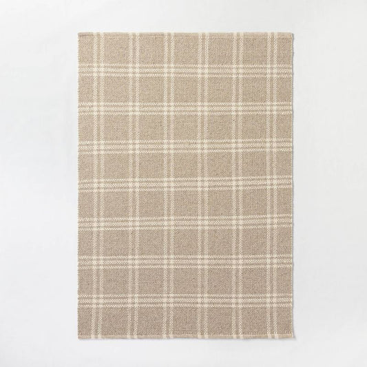 5'x7' Cottonwood Hand Woven Plaid Wool/Cotton Area Rug Neutral - Threshold designed with Studio McGee