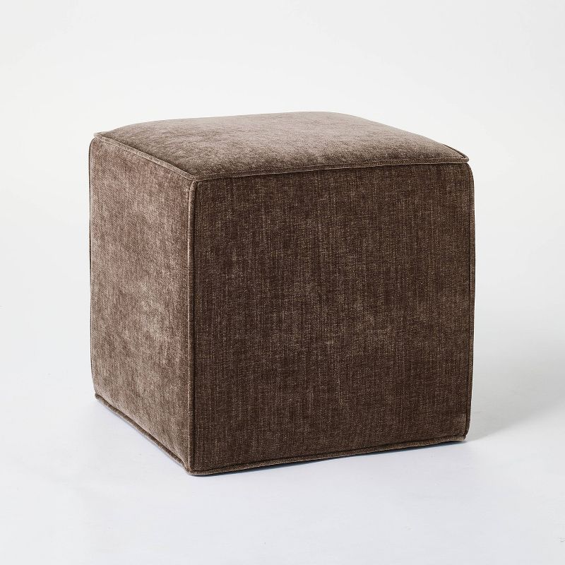 Lynwood Square Upholstered Cube Light Brown - Threshold™ Designed With Studio Mcgee: Plaid Bench, No Assembly Required : Target