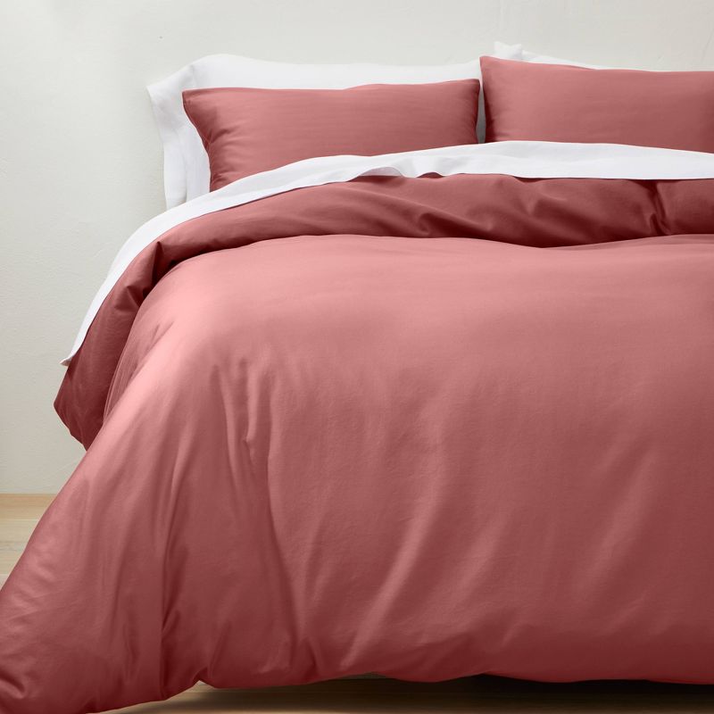 King Supima Washed Sateen Duvet & Sham Set Rose - Casaluna