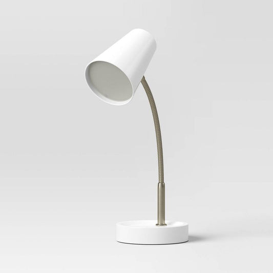 Task Table Lamp (Includes LED Light Bulb) White - Room Essentials: Flexible Gooseneck, ETL Listed, No Assembly Required