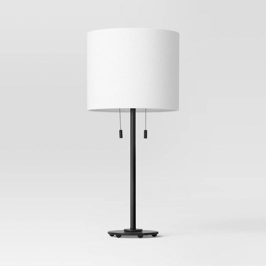 Reeded Metal Stick Lamp With Dual Socket Black: Etl Listed, No Assembly - Threshold™ : Target