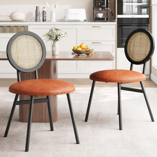 Whizmax Natural Rattan Dining Chairs Set Of 2, Kitchen Chairs With Thicken Upholstered, Modern Dining Room Chairs Set Of 2 For Living Room, Brown : Target