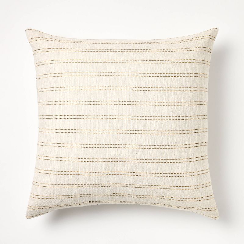 Oversized Woven Striped Square Throw Pillow Neutral/Dark Tan - Threshold designed with Studio McGee