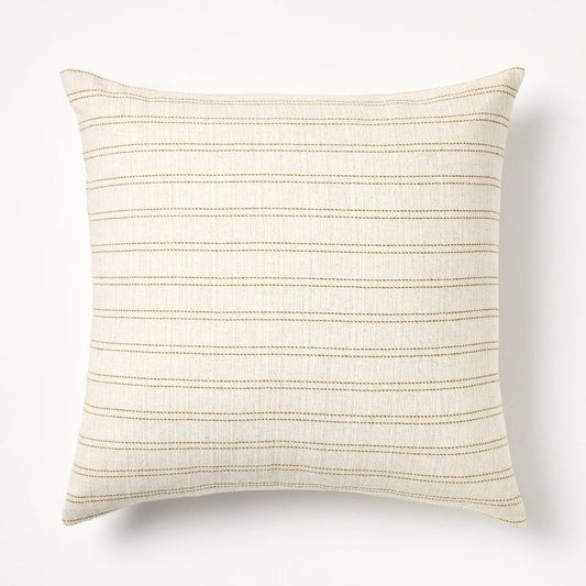 Oversized Woven Striped Square Throw Pillow Neutral/Dark Tan - Threshold designed with Studio McGee