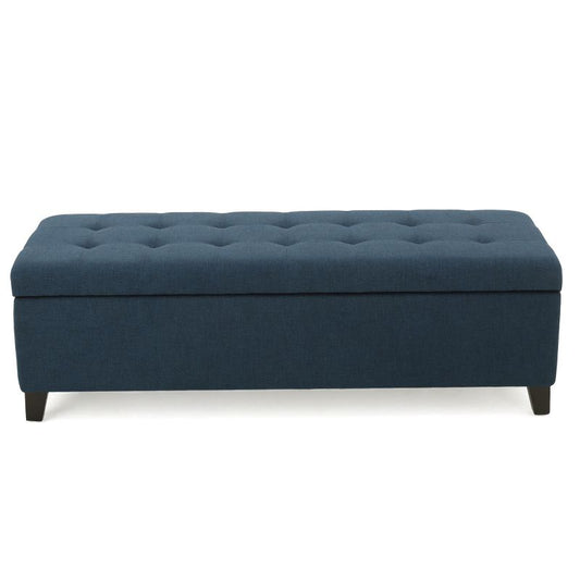 Mission Storage Ottoman - Dark Blue - Christopher Knight Home: Upholstered, Tufted Lid, Hardwood Frame : Target