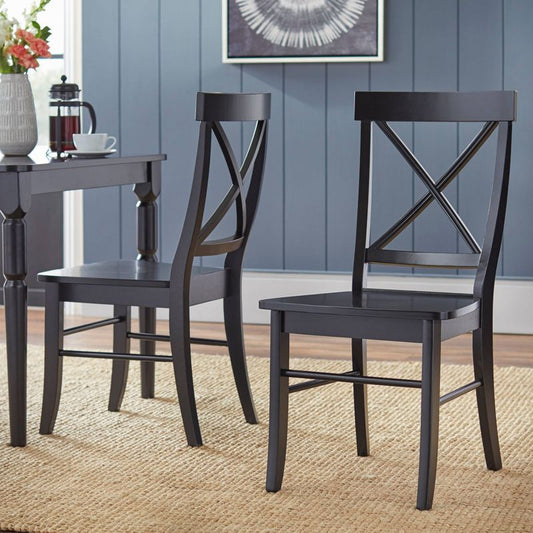 Set Of 2 Albury Cross Back Dining Chairs Black - Buylateral: Rubberwood Frame, Farmhouse Style, Spot Clean : Target