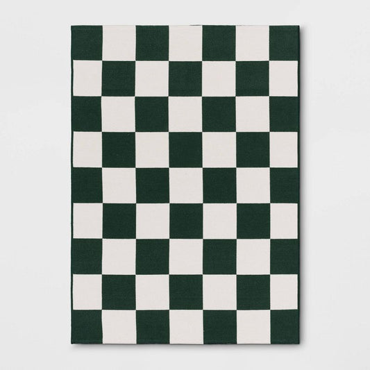 4'x5'6" Checkered Area Rug Ivory/Green - Room Essentials