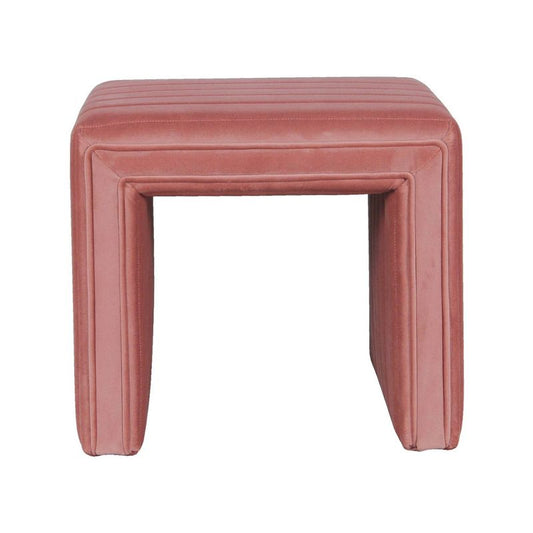 Modern Channel Ottoman Blush Velvet - HomePop: Upholstered, Tufted, Luxury Seating