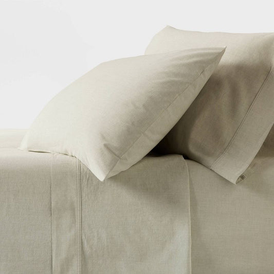 Twin/Twin XL 250 Thread Count Organic Percale Sheet Set Green Chambray - Threshold