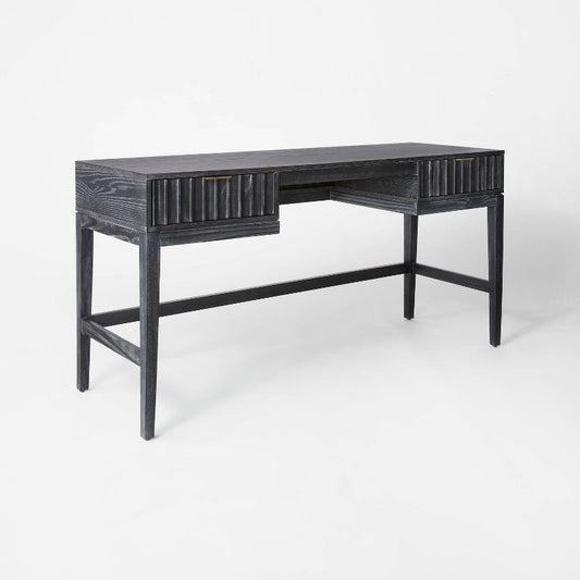 Thousand Oaks Wood Scalloped Desk Black - Threshold™ Designed With Studio Mcgee: Modern Wooden Writing Desk With Drawer : Target