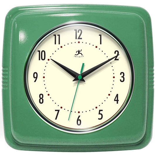 9" Square Retro Wall Clock Green - Infinity Instruments