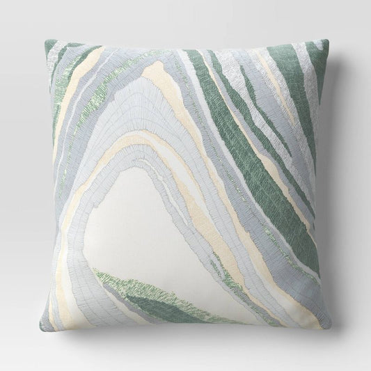 Tonal Patterned Chunky Embroidered Cotton Square Throw Pillow Blue - Threshold