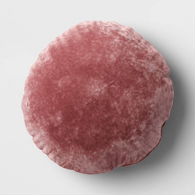 Lustrous Velvet Round Throw Pillow Dark Mauve - Threshold