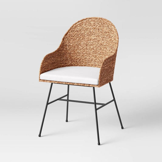 Landis Woven Backed Dining Chair With Cushion Natural (kd) - Threshold™ : Target