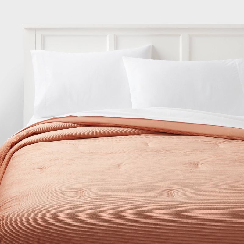 Twin/Twin Extra Long Corduroy Plush Comforter Copper - Room Essentials