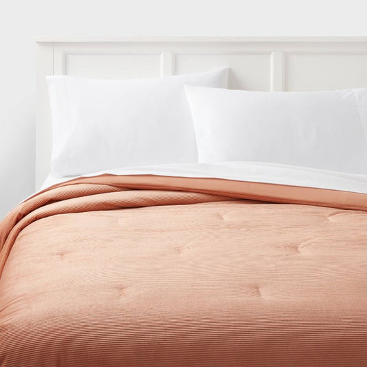 Twin/Twin Extra Long Corduroy Plush Comforter Copper - Room Essentials