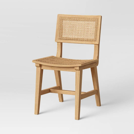 Tormod Backed Cane Knock Down Dining Chair Natural - Threshold™: Rattan High Back, Trestle Base : Target