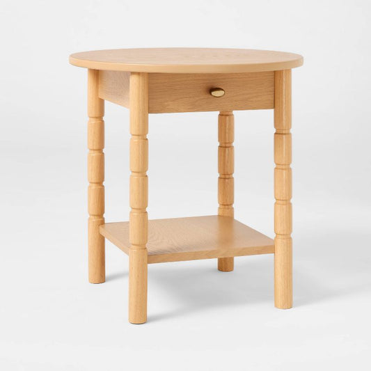 Modern Turned Wooden Accent Table Brown (FA) - Threshold designed with Studio McGee