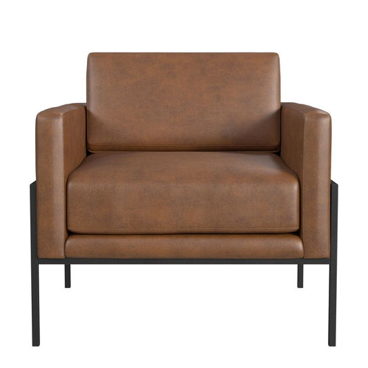 Homepop Metal Frame Faux Leather Accent Chair Brown: Modern Side & Reading Chair, Easy To Move : Target