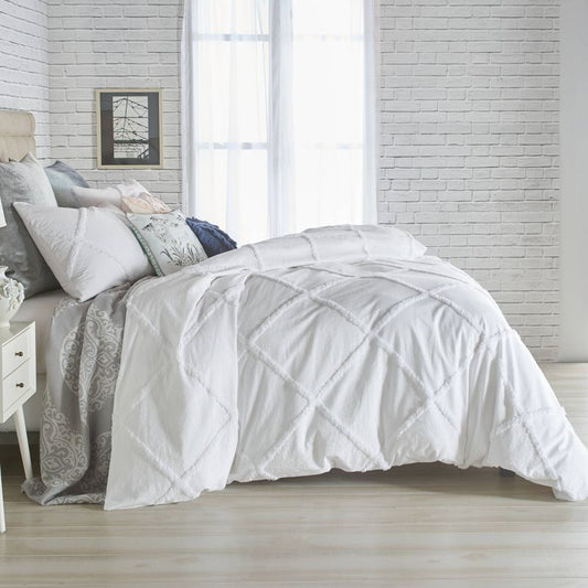 Peri Home 3pc King Chenille Lattice Comforter Set White: Cotton Textile, Geometric Pattern, Machine Washable : Target