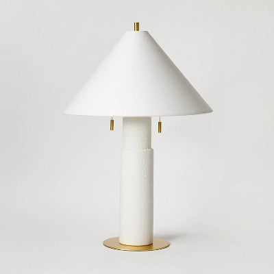 26"x17.5" Ceramic Table Lamp with Tapered Shade (Includes LED Light Bulb) White - Threshold designed with Studio McGee