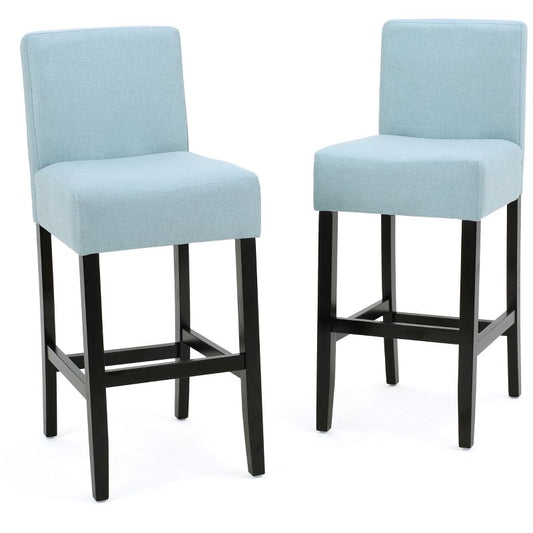 29.5" Lopez Barstool Light Blue (set Of 2) - Christopher Knight Home: Upholstered, Rubberwood Legs, 250lb Capacity : Target