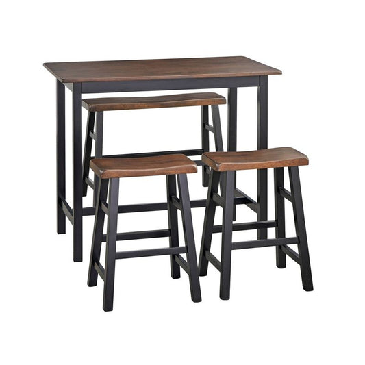 4pc Galena Counter Height Dining Set Walnut/black - Buylateral: Rubberwood, Trestle Base, Seats 4 : Target