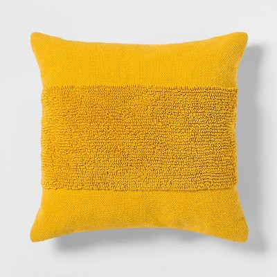 Modern Tufted Square Throw Pillow Summer Wheat - Threshold