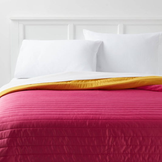 Twin/twin Extra Long Satin Quilt Dark Pink - Room Essentials™: Lightweight, Recycled Polyester, Machine Washable : Target