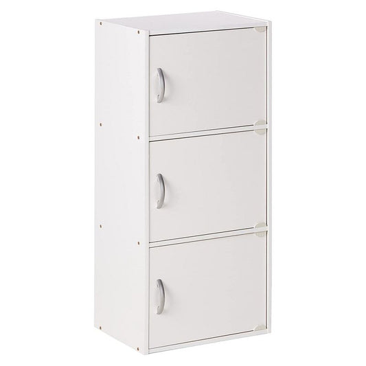 Hodedah Heavy Duty Engineered Wooden 3 Door Enclosed Multipurpose Storage Cabinet With Included Hardware For Easy Assembly, White : Target
