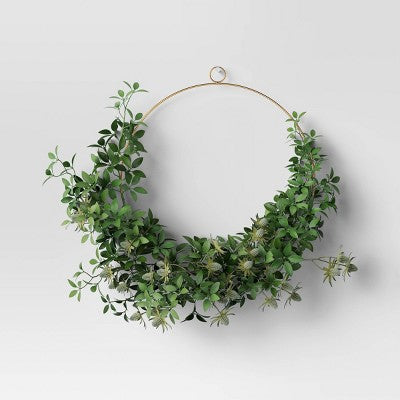 Thistle and Leaf Ring Wreath - Threshold: Faux Floral Decor for Indoor, Unlit Novelty Shape