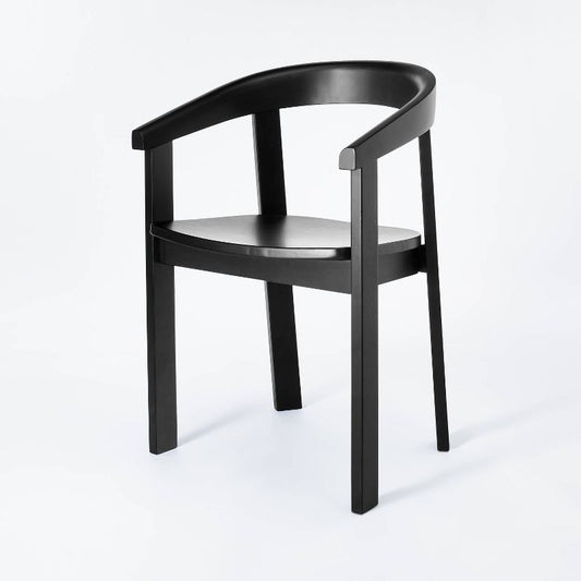 Terra Solid Wood Curved Back Dining Chair Black - Threshold™ Designed With Studio Mcgee: No Assembly, Spot Clean, Arm Chair : Target