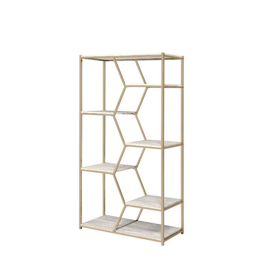 24/7 Shop At Home 72" Otum 7 Shelf Bookcase Gold