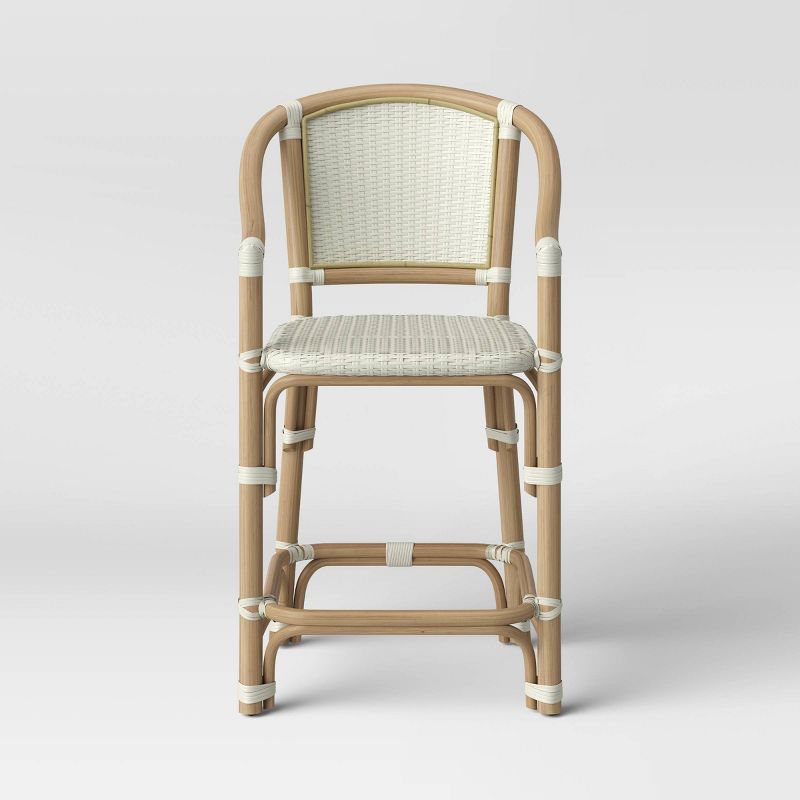 Parksley Rattan And Woven Counter Height Barstool White - Threshold™: Nautical Coastal Style, No Assembly Required : Target
