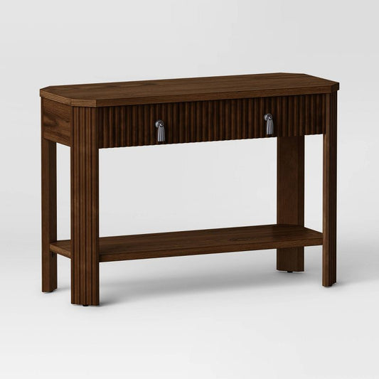46" Laguna Nigel Fluted Wooden Console Table Brown (KD) - Threshold designed with Studio McGee