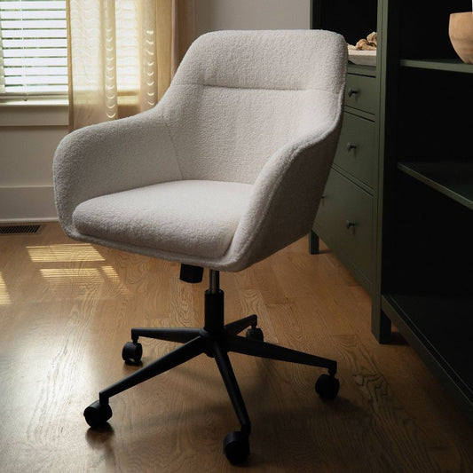 Upholstered Office Chair White/oil Rubbed Bronze - Martha Stewart: Swivel, Adjustable Height, Metal Frame : Target