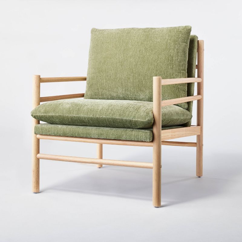 Dowel Velvet Armchair Light Green - Threshold™ Designed With Studio Mcgee: Polyester Upholstery, Wood Frame, Spot Clean : Target