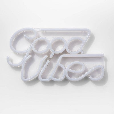 Good Vibes LED Neon Wall Sign White - Room Essentials: USB Powered, Modern Decor, No Assembly