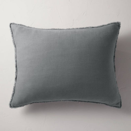King Euro Heavyweight Linen Blend Throw Pillow Dark Gray - Casaluna™: Rectangle, Rayon & Linen, Indoor Use, Removable Cover : Target