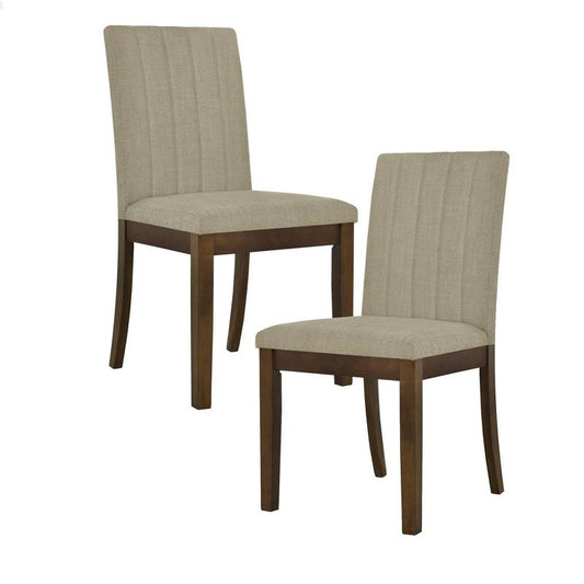 510 Design Set of 2 Everly Upholstered Channel Back Dining Chairs Dark Taupe