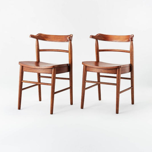 2pk Kaysville Curved Back Wood Dining Chairs Walnut - Threshold™ Designed With Studio Mcgee : Target