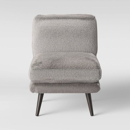 Harper Faux Fur Slipper Chair Fully Assembled Gray - Threshold™ : Target
