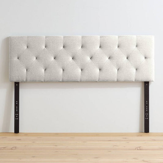 King/california King Emmie Adjustable Upholstered Headboard With Diamond Tufting Cream - Brookside Home : Target