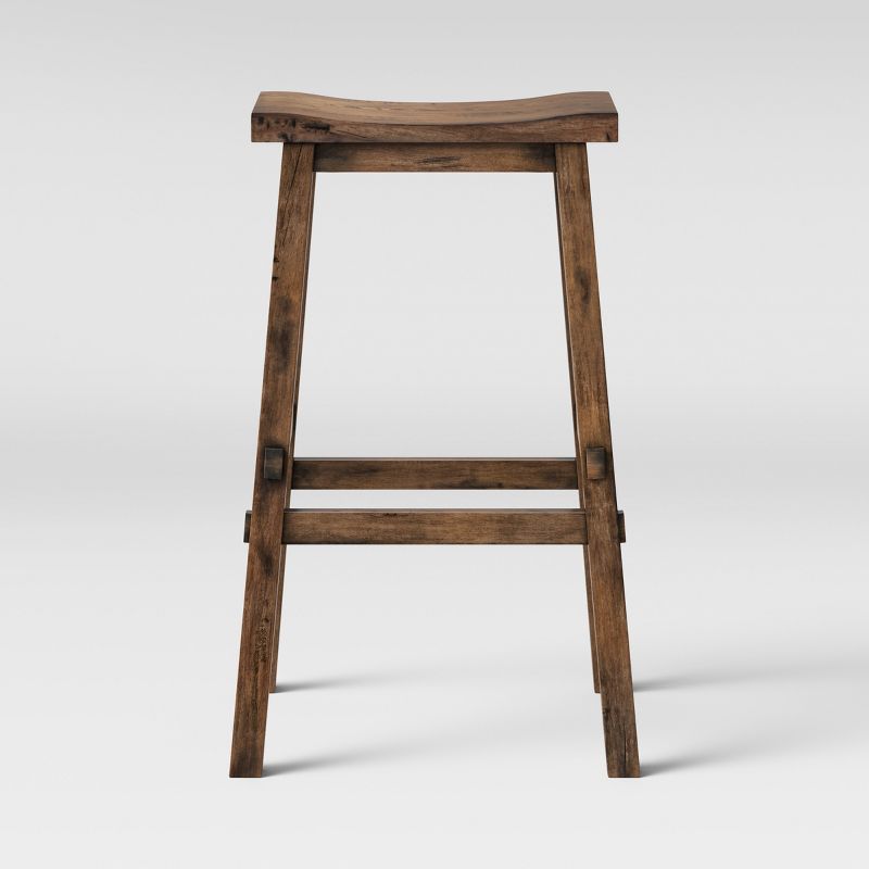Halifax Farmhouse Wood Barstool Brown - Threshold™: Hardwood Frame, 29" Fixed Height, Square Legs : Target