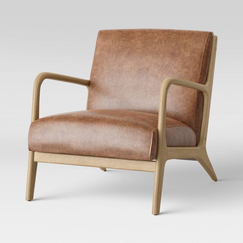 Esters Wood Armchair Caramel Faux Leather - Threshold™ : Target