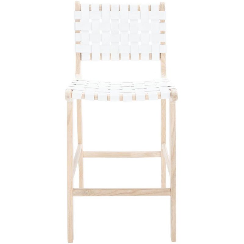 Adah Leather Counter Stool - White/natural Unfinished - Safavieh : Target