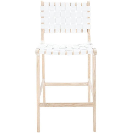 Adah Leather Counter Stool - White/natural Unfinished - Safavieh : Target